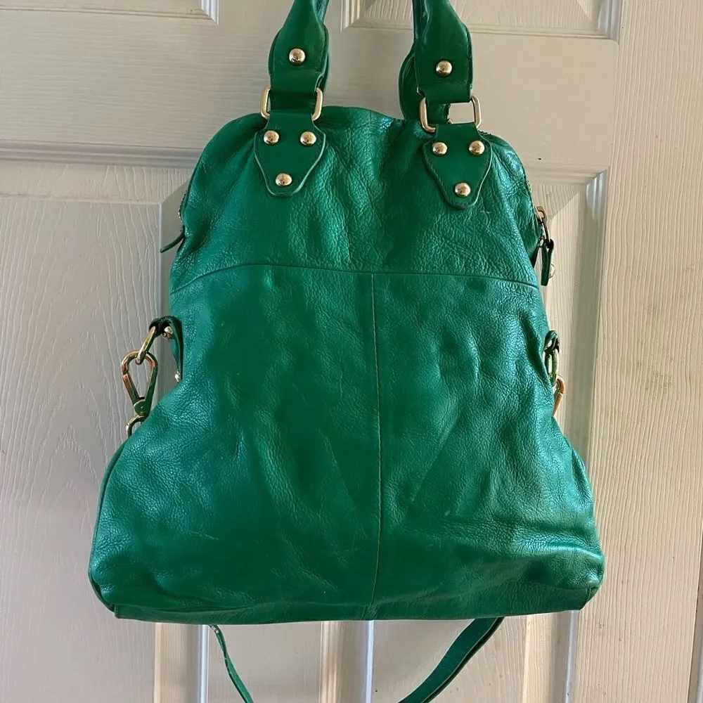 Emma Fox leather green Satchel/Shoulder bag with gold tone hardwares and accents